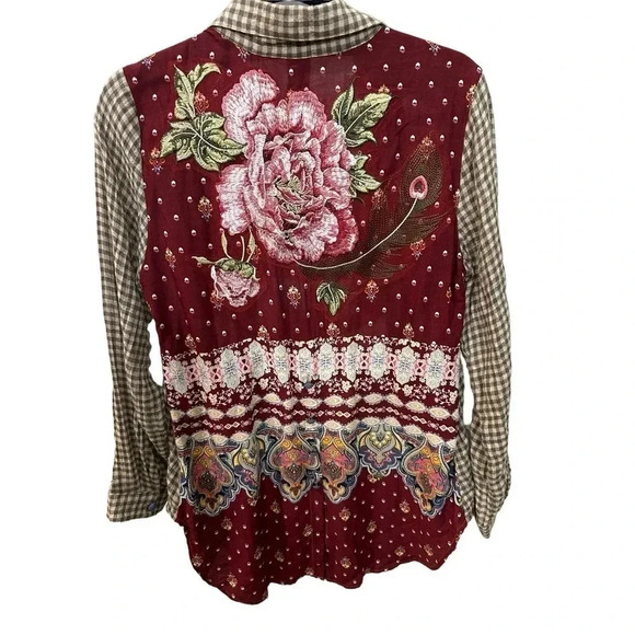 Aratta Silent Journey Women Long Sleeve Button Down Collared Plaid Shirt Size S - Picture 5 of 12